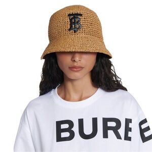 Burberry Raffia-Effect TB Monogram Bucket Hat – NWT